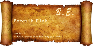 Berczik Elek névjegykártya